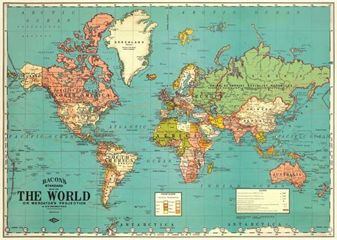 World Map Poster. Brights.