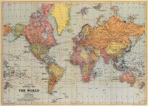 World Map Poster. Neutrals.